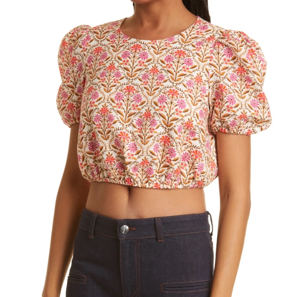 NWT $165 CAMI NYC Floral Crop Linen Top in WALLPAPER FLORAL - size XL!